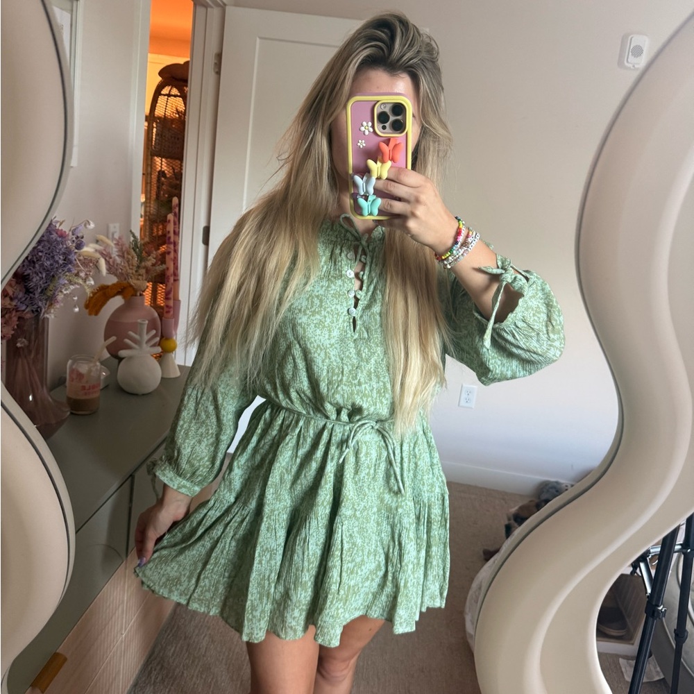 Cleobella Mint Green Floral Mini Dress